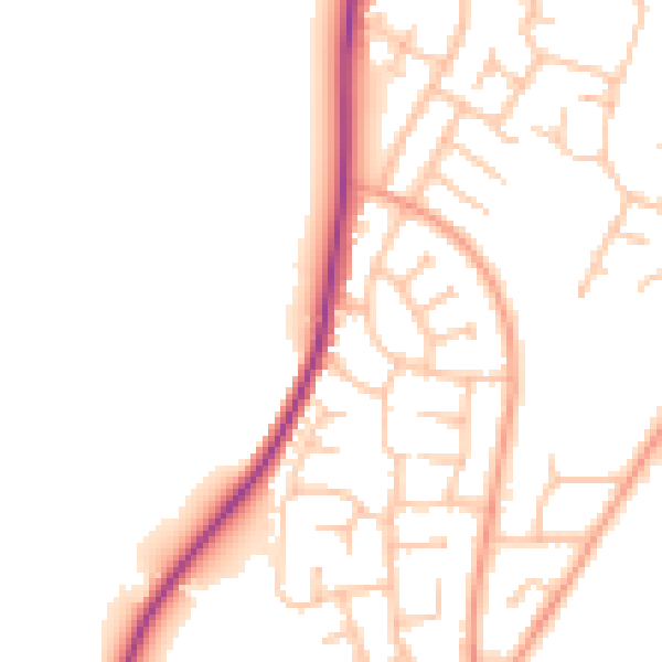 Daytime road noise heatmap for SY1 3PB