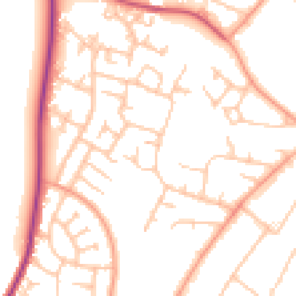 Daytime road noise heatmap for SY1 3QP