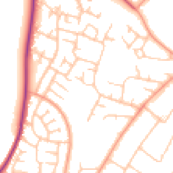Daytime road noise heatmap for SY1 3QR