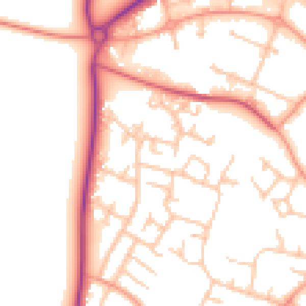 Daytime road noise heatmap for SY1 3RL