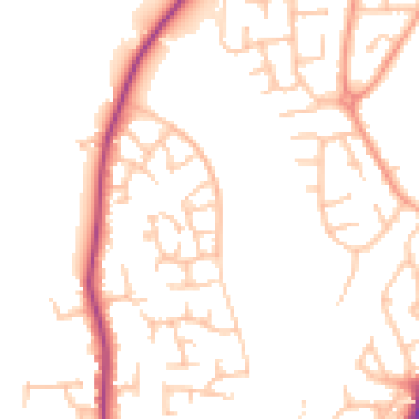 Daytime road noise heatmap for SY1 3RT