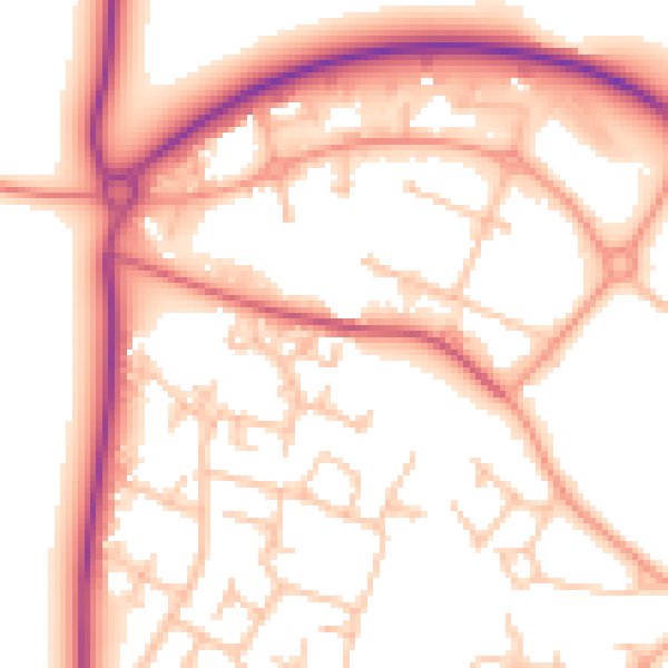 Daytime road noise heatmap for SY1 3SP