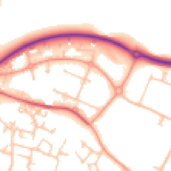 Daytime road noise heatmap for SY1 3TE