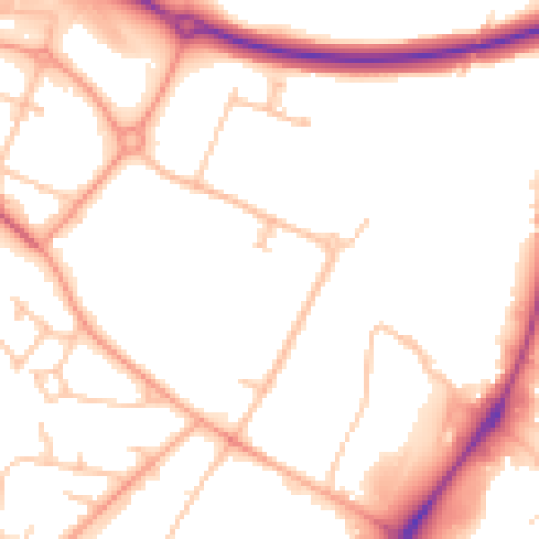Daytime road noise heatmap for SY1 3TG