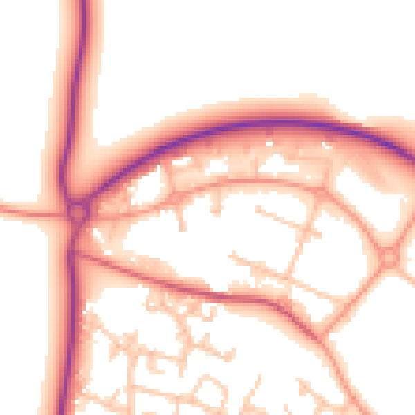 Daytime road noise heatmap for SY1 3TJ