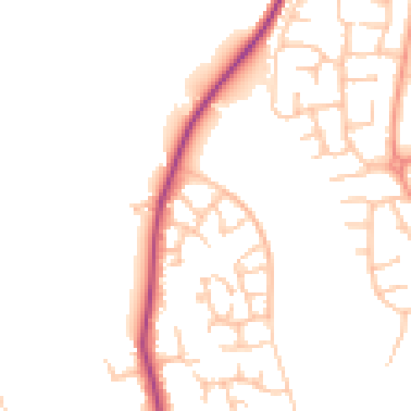 Daytime road noise heatmap for SY1 3XE