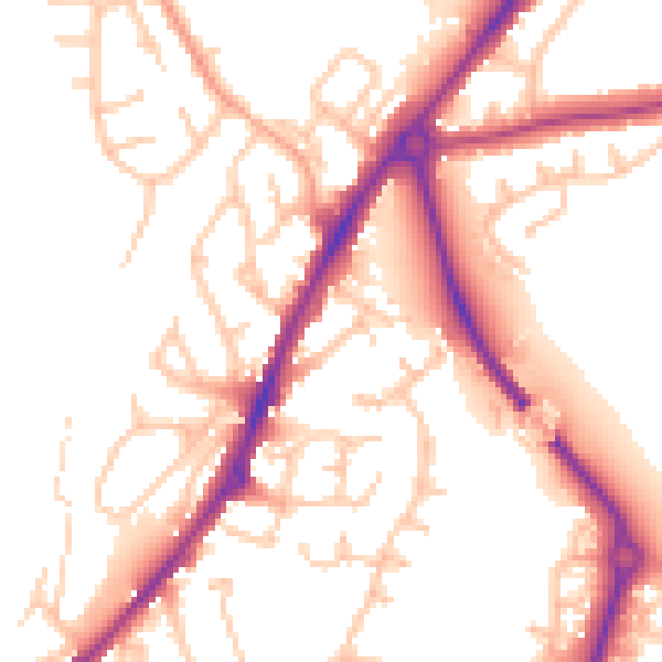 Daytime road noise heatmap for SY1 4AY