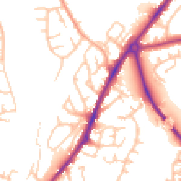 Daytime road noise heatmap for SY1 4DJ