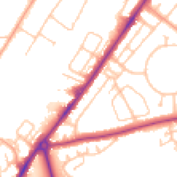 Daytime road noise heatmap for SY1 4DS