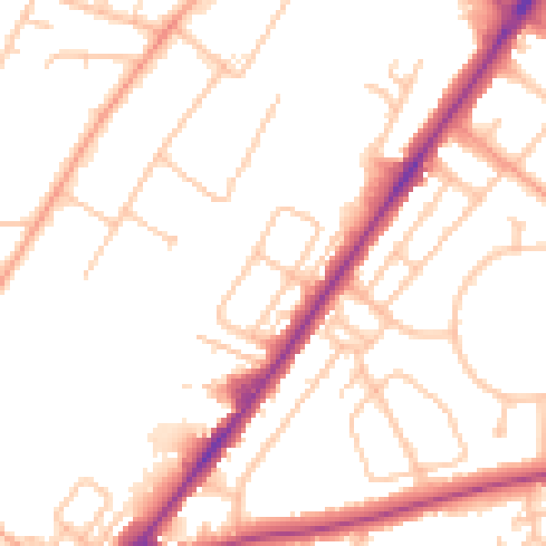 Daytime road noise heatmap for SY1 4EB