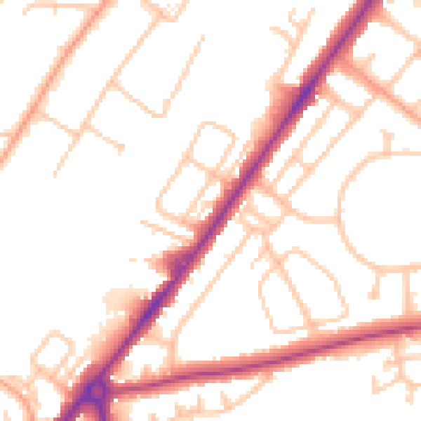 Daytime road noise heatmap for SY1 4EE