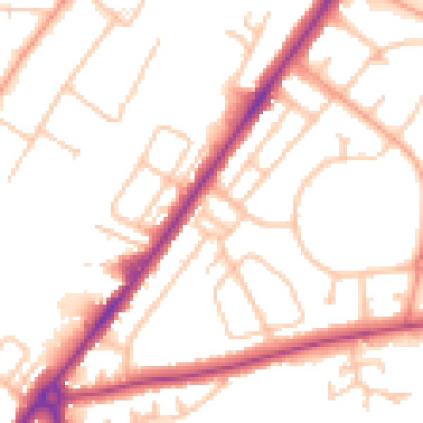 Daytime road noise heatmap for SY1 4HT