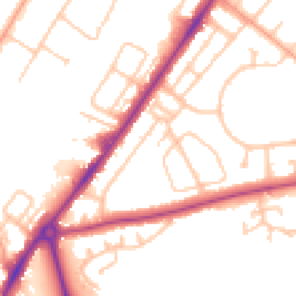 Daytime road noise heatmap for SY1 4HU
