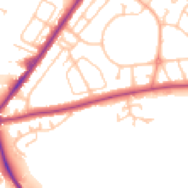Daytime road noise heatmap for SY1 4JP