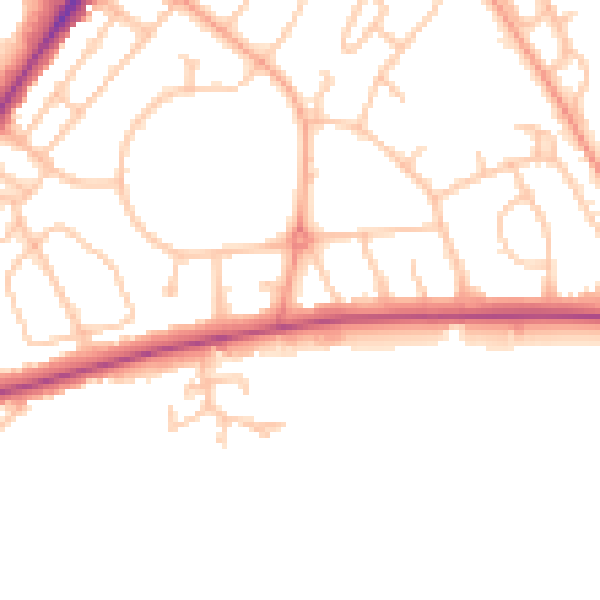 Daytime road noise heatmap for SY1 4JX