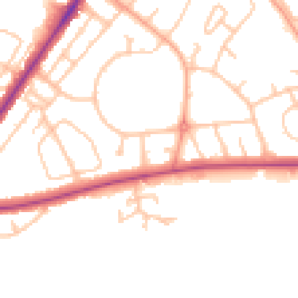 Daytime road noise heatmap for SY1 4LA