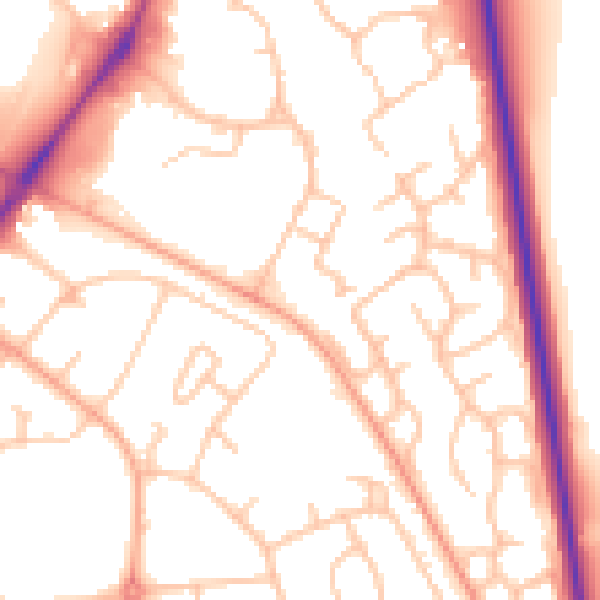 Daytime road noise heatmap for SY1 4NJ