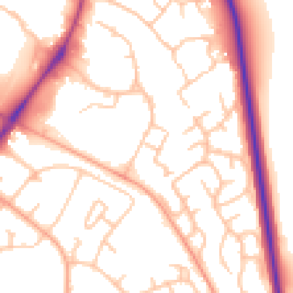 Daytime road noise heatmap for SY1 4NW