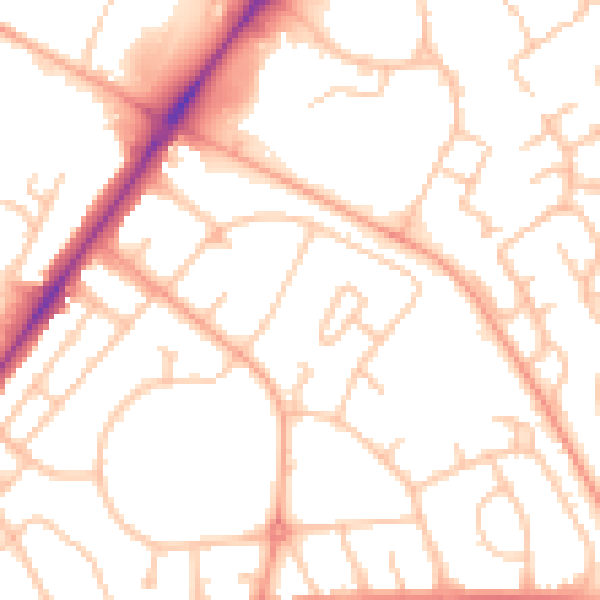 Daytime road noise heatmap for SY1 4PF