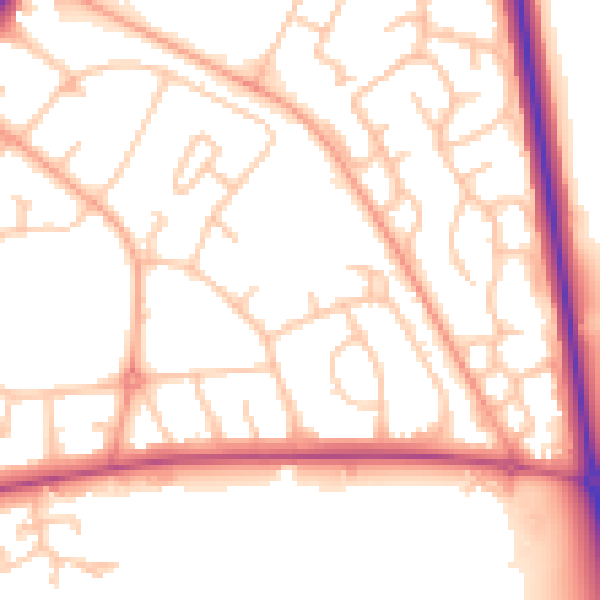 Daytime road noise heatmap for SY1 4QQ