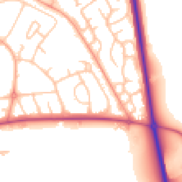 Daytime road noise heatmap for SY1 4QR
