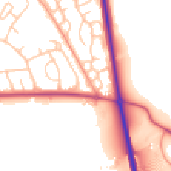Daytime road noise heatmap for SY1 4RA
