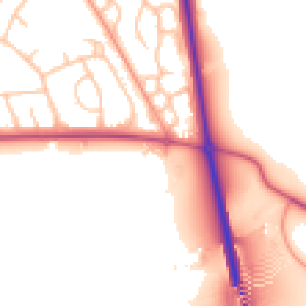 Daytime road noise heatmap for SY1 4SQ