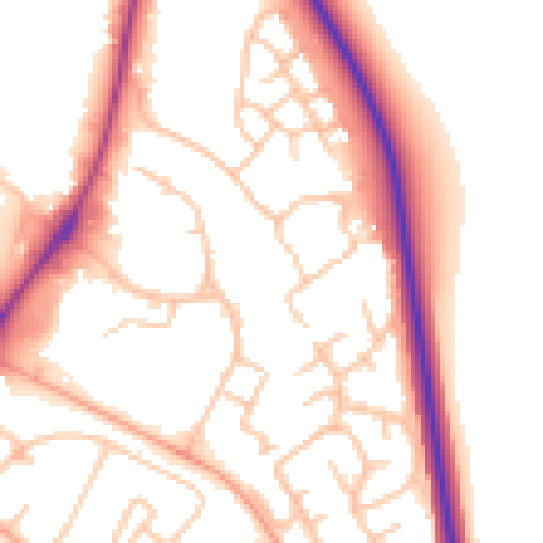 Daytime road noise heatmap for SY1 4YB