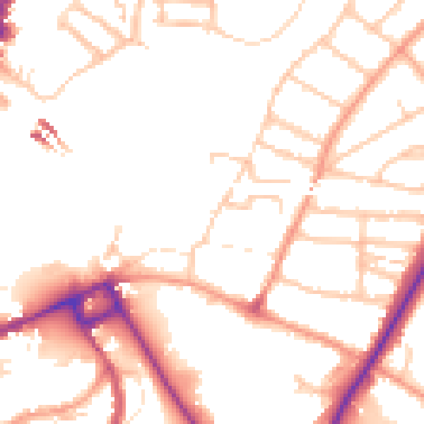 Daytime road noise heatmap for SY2 5DB