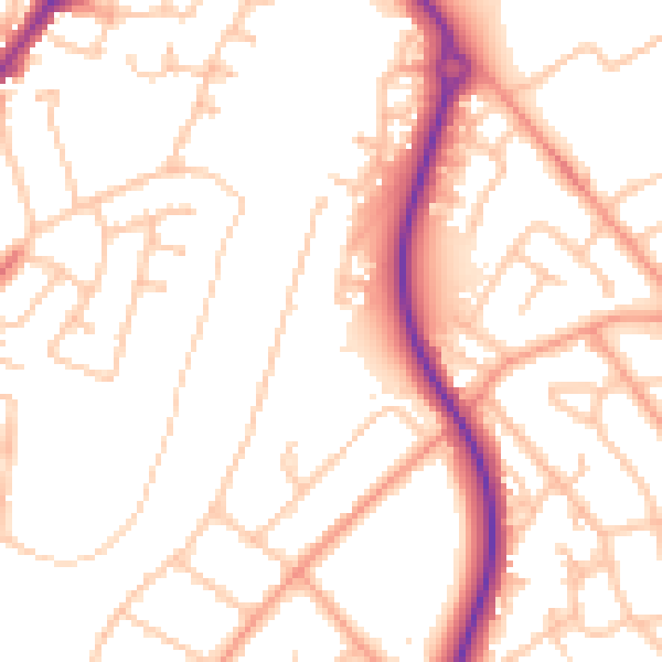 Daytime road noise heatmap for SY2 5DD