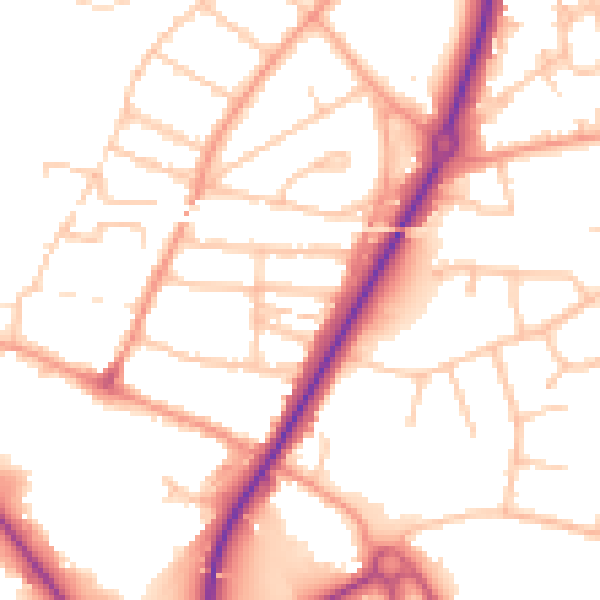 Daytime road noise heatmap for SY2 5HD