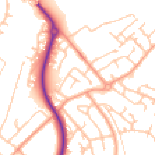 Daytime road noise heatmap for SY2 5SA
