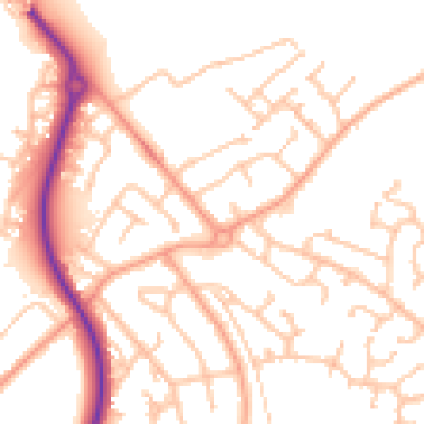 Daytime road noise heatmap for SY2 5SJ
