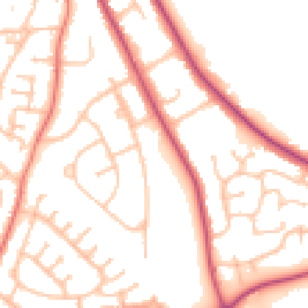 Daytime road noise heatmap for SY2 6LE