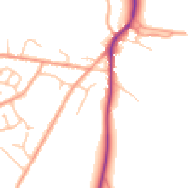 Daytime road noise heatmap for SY3 0EJ