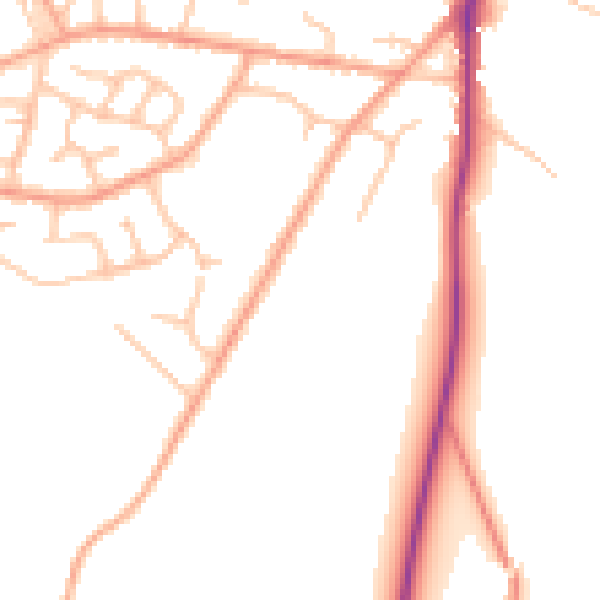 Daytime road noise heatmap for SY3 0HE