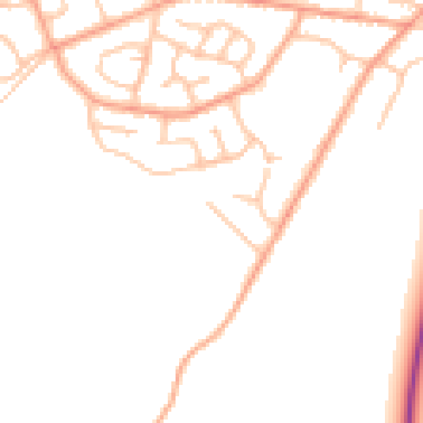 Daytime road noise heatmap for SY3 0HJ