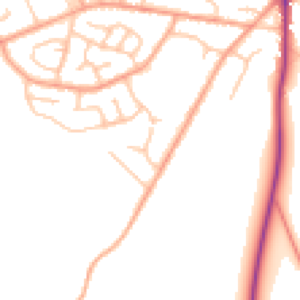Daytime road noise heatmap for SY3 0HQ