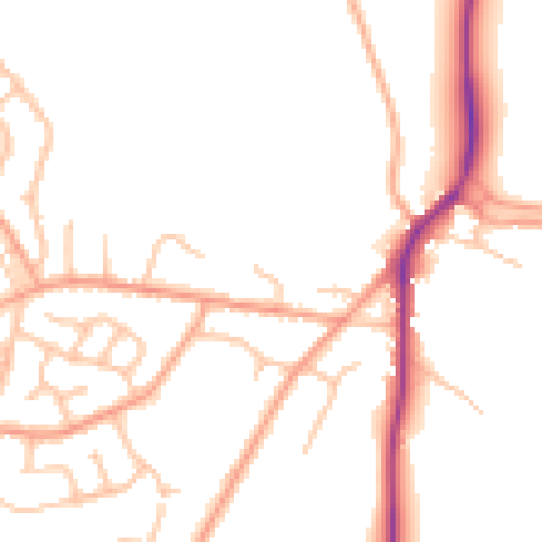 Daytime road noise heatmap for SY3 0QQ