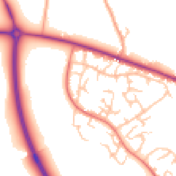 Daytime road noise heatmap for SY3 5DF