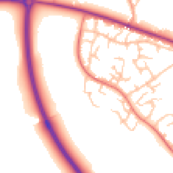 Daytime road noise heatmap for SY3 5DY
