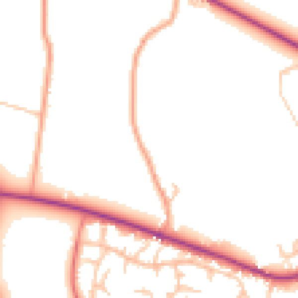 Daytime road noise heatmap for SY3 5EQ