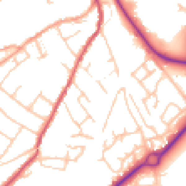 Daytime road noise heatmap for SY3 7BH