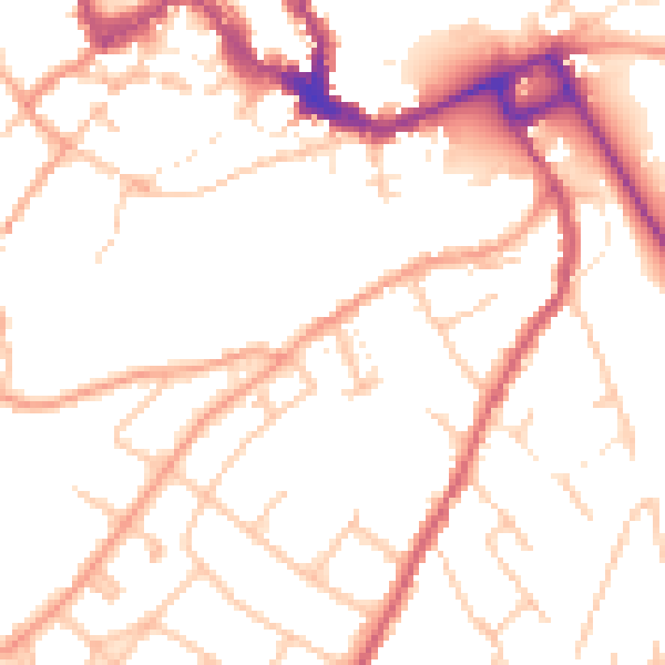Daytime road noise heatmap for SY3 7EA