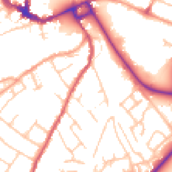 Daytime road noise heatmap for SY3 7LW