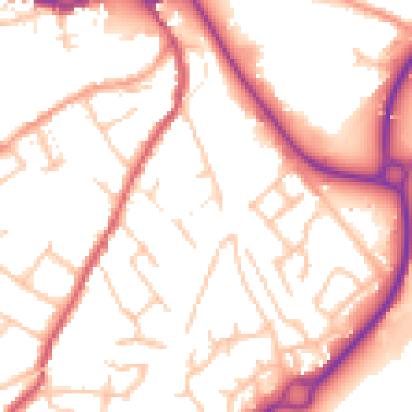 Daytime road noise heatmap for SY3 7PB
