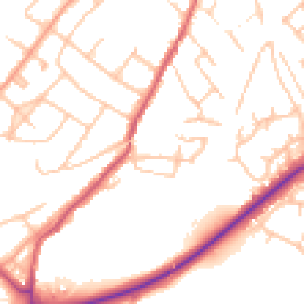 Daytime road noise heatmap for SY3 7QR
