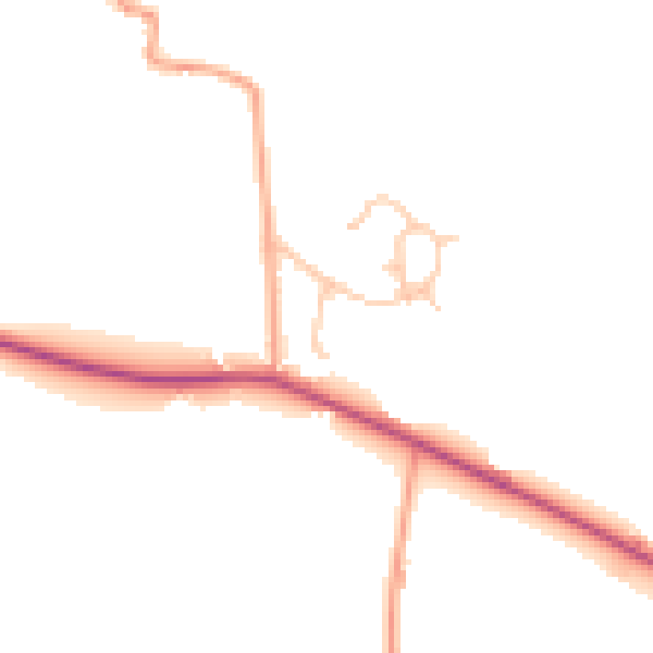 Daytime road noise heatmap for SY3 8EN