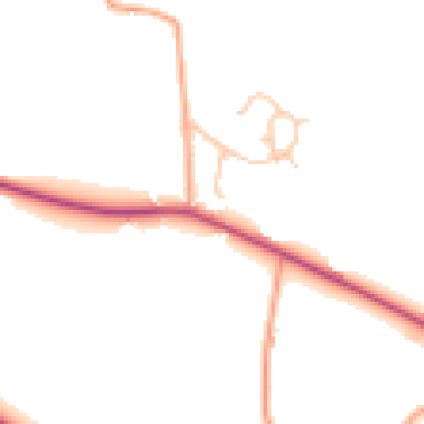 Daytime road noise heatmap for SY3 8EQ