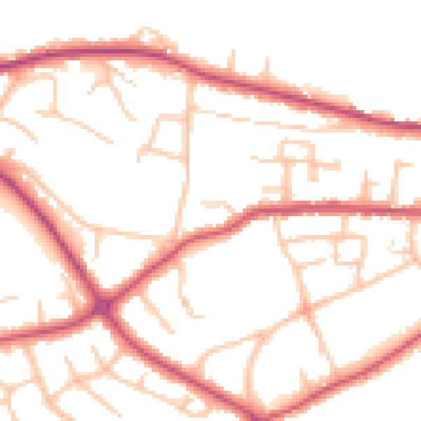 Daytime road noise heatmap for SY3 8FG